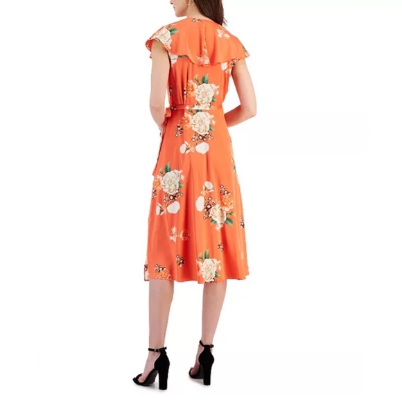 INC International Concepts Women’s Side Tie Wrap Dress Floral Satin Size Large - Picture 2 of 15